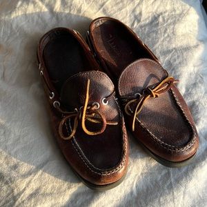 Vintage leather LL Bean loafer mules